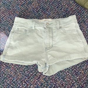 High rise olive Jean shorts
